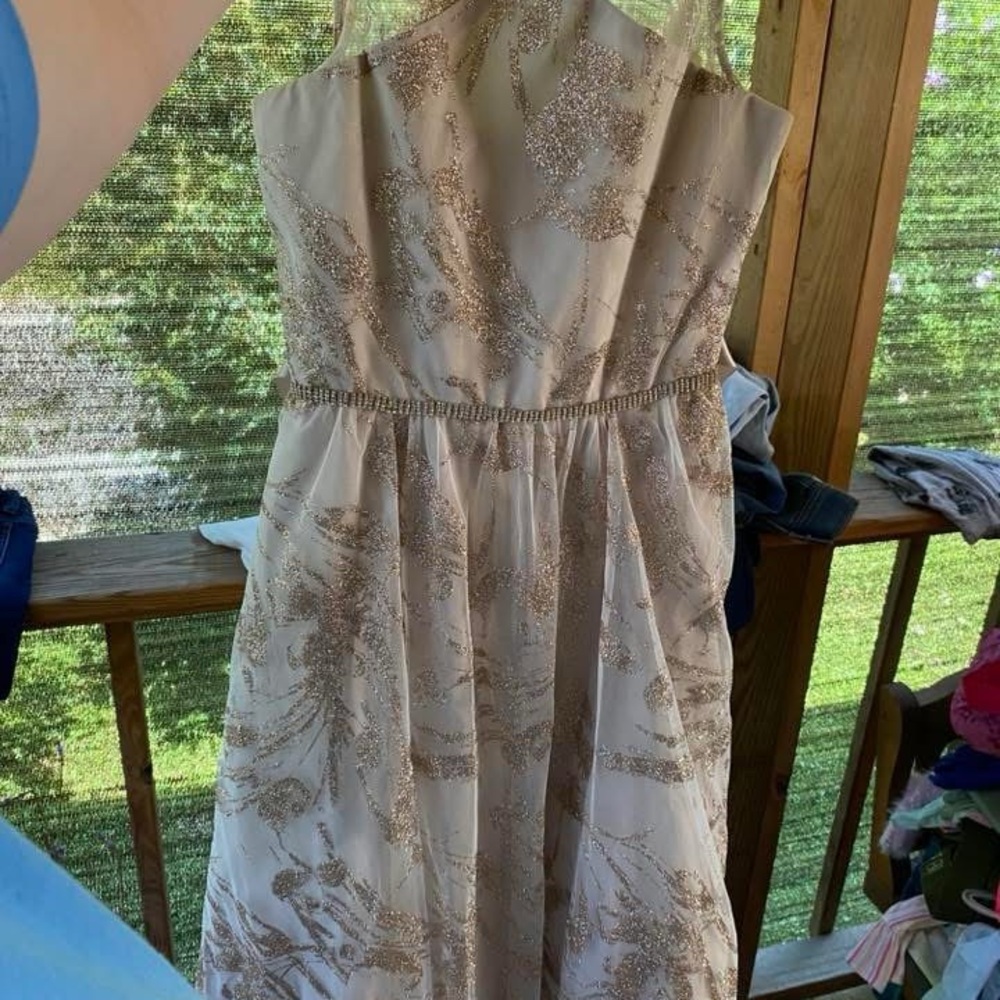 Chic Cream and Gold Kids Formal Dress